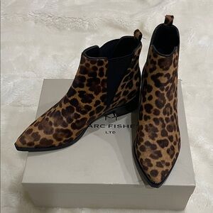Marc Fisher NEW Brown Leopard Ankle Boots